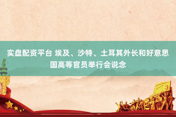 实盘配资平台 埃及、沙特、土耳其外长和好意思国高等官员举行会说念