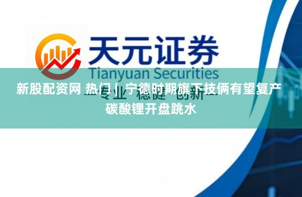 新股配资网 热门 | 宁德时期旗下技俩有望复产 碳酸锂开盘跳水